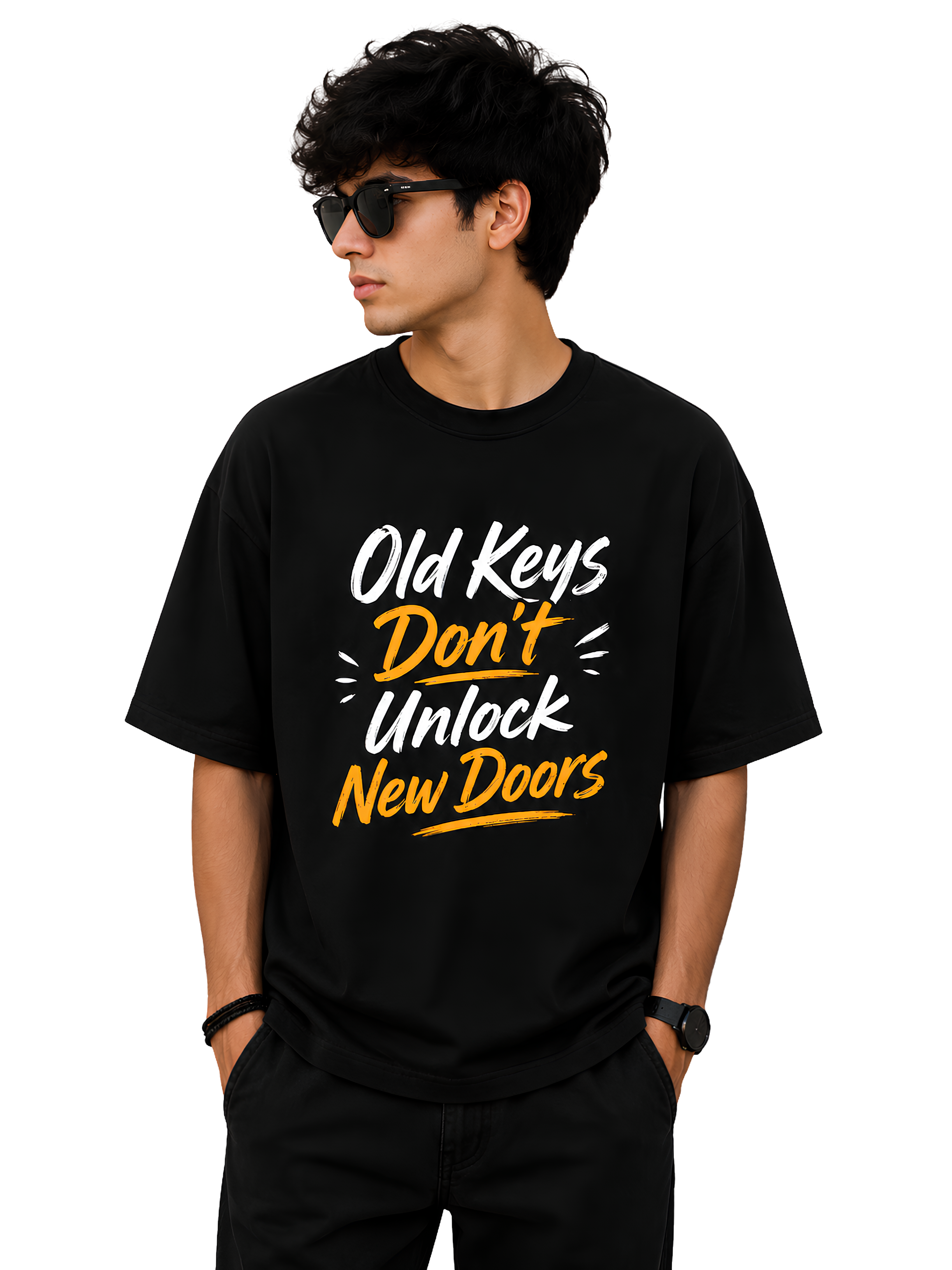 Old Keys Don’t Unlock New Doors Oversized UT27 T-Shirt – Motivational Streetwear