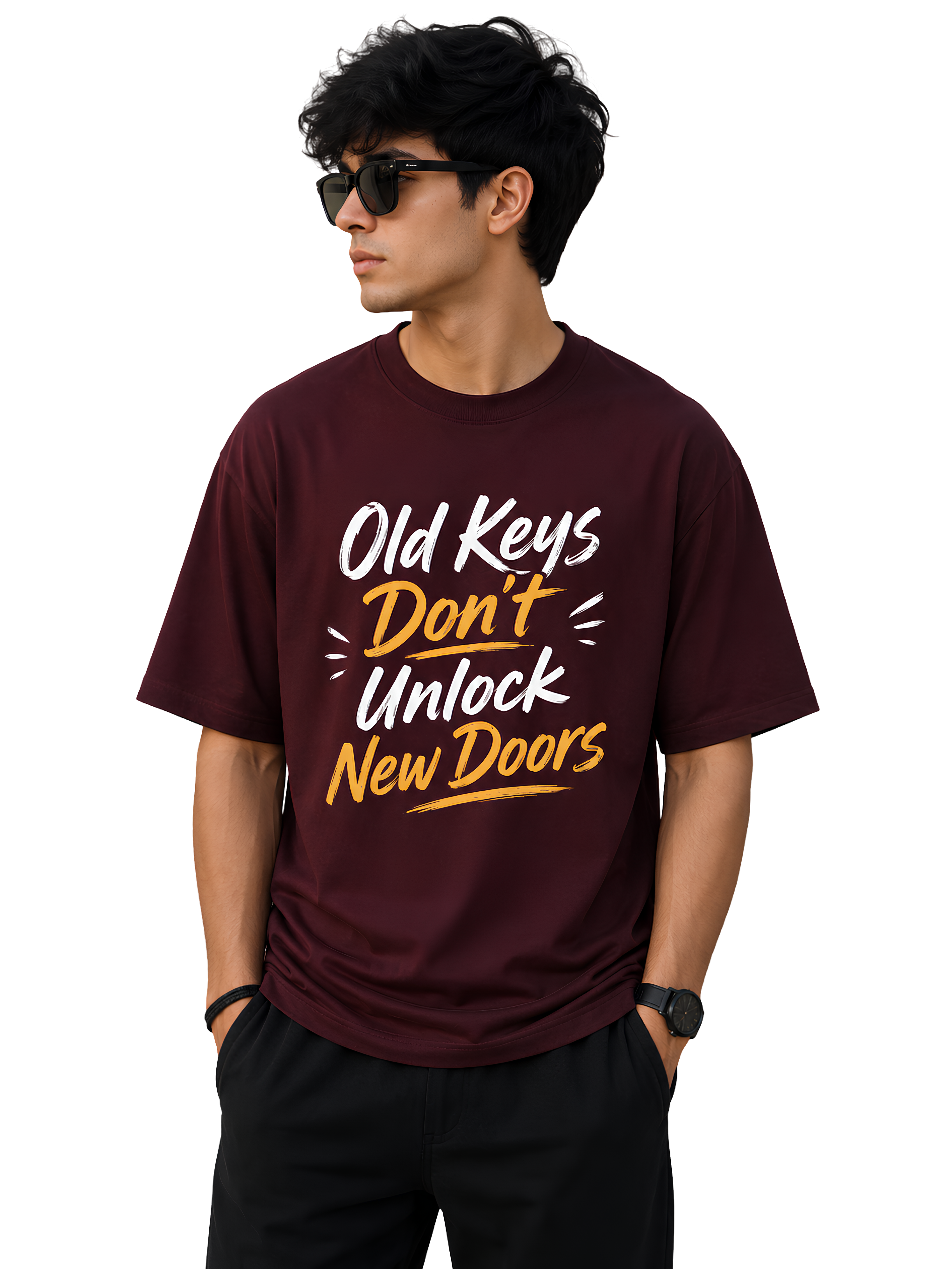 Old Keys Don’t Unlock New Doors Oversized UT27 T-Shirt – Motivational Streetwear