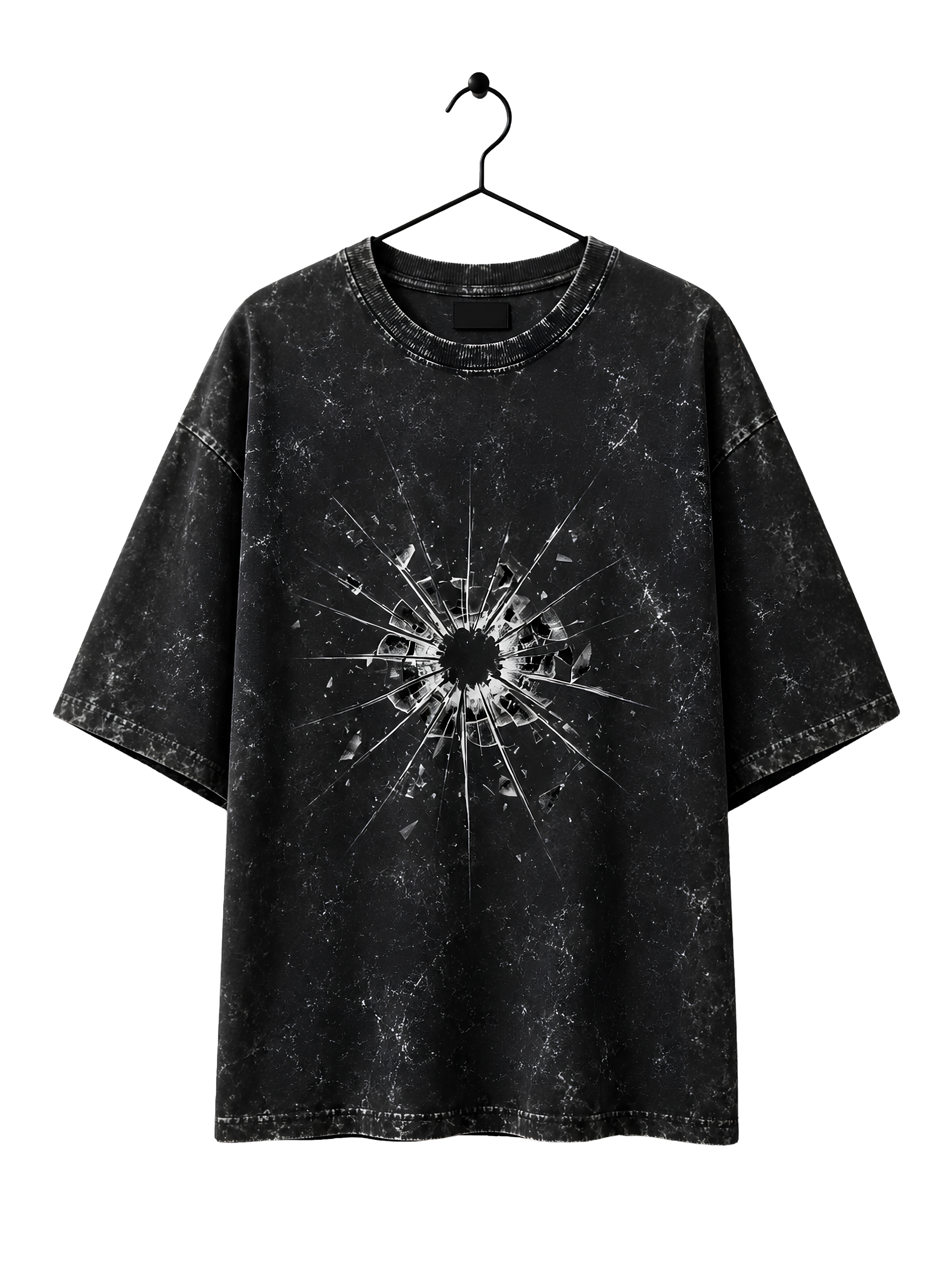 Broken Glass Acid Wash Oversized T-Shirt